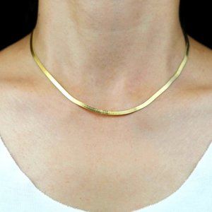 18k Gold Herringbone Chain Necklace